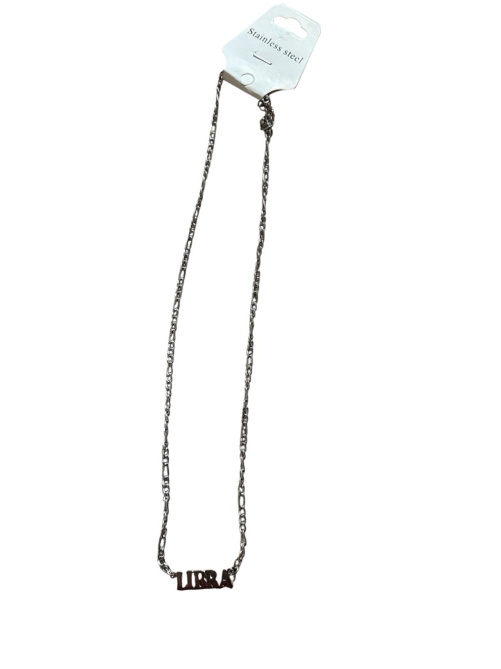 Libra Stainless Steel Zodiac Necklace in Silver